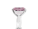 White gold Fancy Pink Emerald  Solitaire Diamond Twisted Band with Four-Prong Setting_121