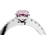 White gold Fancy Pink Emerald  Solitaire Diamond with Pavé Band and Four-Prong Setting_70