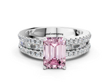 White gold Fancy Pink Emerald  Solitaire Diamond with Pave and Channel Set Band_54
