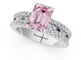 White gold Fancy Pink Emerald  Solitaire Diamond with Pave and Channel Set Band_56