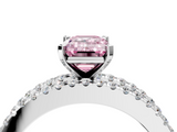 White gold Fancy Pink Emerald  Solitaire Diamond with Pave and Channel Set Band_58