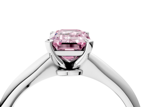 White gold Fancy Pink Emerald  Solitaire Engagement Ring with Classic Band and Four-Prong Setting_94