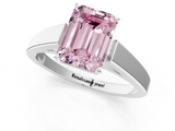 White gold Fancy Pink Emerald  Solitaire Engagement Ring with Four-Prong Setting and Tapered Band_4