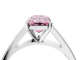 White gold Fancy Pink Emerald  Solitaire Engagement Ring with Four-Prong Setting and Tapered Band_7