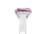 White gold Fancy Pink Emerald  Solitaire Engagement Ring with Four-Prong Setting and Tapered Band_8