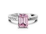 White gold Fancy Pink Emerald  Solitaire Engagement Ring with Scrollwork Band and Four-Prong Setting_128