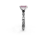 White gold Fancy Pink Emerald  Solitaire Engagement Ring with Scrollwork Band and Four-Prong Setting_130