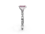 White gold Fancy Pink Emerald  Solitaire Engagement Ring with Scrollwork Band and Four-Prong Setting_131