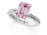 White gold Fancy Pink Emerald  Solitaire Engagement Ring with Scrollwork Band and Four-Prong Setting_133