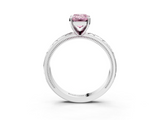 White gold Fancy Pink Emerald  Solitaire Engagement Ring with Scrollwork Band and Four-Prong Setting_134