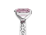 White gold Fancy Pink Emerald  Solitaire Engagement Ring with Scrollwork Band and Four-Prong Setting_135