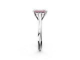 White gold Fancy Pink Emerald  Solitaire Engagement Ring with Six-Prong Setting and Classic Band 2