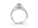 White gold Fancy Pink Emerald  Solitaire Filigree Engagement Ring with Halo and Prong Setting_83
