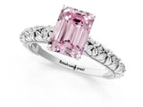 White gold Fancy Pink Emerald  Solitaire Floral Milgrain Engagement Ring_49