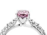 White gold Fancy Pink Emerald  Solitaire Floral Milgrain Engagement Ring_52
