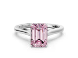 White gold Fancy Pink Emerald  Solitaire Heart Prong Engagement Ring with Tapered Band_55