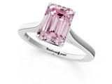 White gold Fancy Pink Emerald  Solitaire Heart Prong Engagement Ring with Tapered Band_56