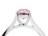 White gold Fancy Pink Emerald  Solitaire Heart Prong Engagement Ring with Tapered Band_59