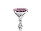 White gold Fancy Pink Emerald  Solitaire Marquise Side Stone Prong Setting Ring_49