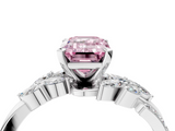 White gold Fancy Pink Emerald  Solitaire Marquise Twist Band with Six-Prong Setting_98