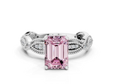 White gold Fancy Pink Emerald  Solitaire Milgrain Diamond Engagement Ring with Bezel and Marquise Band_83
