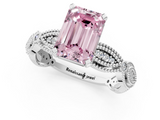 White gold Fancy Pink Emerald  Solitaire Milgrain Diamond Engagement Ring with Bezel and Marquise Band_84