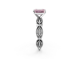 White gold Fancy Pink Emerald  Solitaire Milgrain Diamond Engagement Ring with Bezel and Marquise Band_85