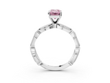 White gold Fancy Pink Emerald  Solitaire Milgrain Diamond Engagement Ring with Bezel and Marquise Band_86