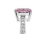 White gold Fancy Pink Emerald  Solitaire Pavé Band Prong Setting Ring_25