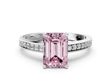 White gold Fancy Pink Emerald  Solitaire Pavé Band Prong Setting Ring_49