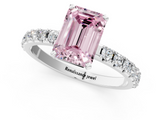 White gold Fancy Pink Emerald  Solitaire Pavé Band with Four-Prong Setting_136
