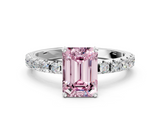 White gold Fancy Pink Emerald  Solitaire Pavé Band with Four-Prong Setting_138