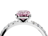 White gold Fancy Pink Emerald  Solitaire Pavé Band with Four-Prong Setting_139