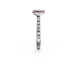 White gold Fancy Pink Emerald  Solitaire Pavé Band with Four-Prong Setting_140