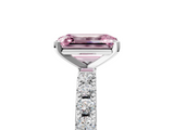 White gold Fancy Pink Emerald  Solitaire Pavé Band with Four-Prong Setting_143