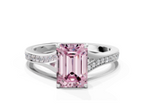 White gold Fancy Pink Emerald  Solitaire Pavé Band with Four-Prong Setting_58