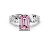 White gold Fancy Pink Emerald  Solitaire Pavé Diamond Engagement Ring with Four-Prong Setting_112