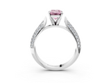 White gold Fancy Pink Emerald  Solitaire Pavé Diamond Engagement Ring with Four-Prong Setting_152