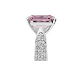 White gold Fancy Pink Emerald  Solitaire Pavé Diamond Engagement Ring with Four-Prong Setting_154