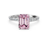 White gold Fancy Pink Emerald  Solitaire Pavé Diamond Engagement Ring with Four-Prong Setting_42