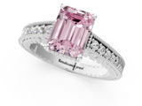 White gold Fancy Pink Emerald  Solitaire Pavé Diamond Milgrain Engagement Ring with Four-Prong Setting_4