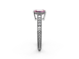 White gold Fancy Pink Emerald  Solitaire Pavé Diamond Milgrain Engagement Ring with Four-Prong Setting_5