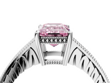 White gold Fancy Pink Emerald  Solitaire Pavé Diamond Milgrain Engagement Ring with Four-Prong Setting_7