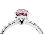 White gold Fancy Pink Emerald  Solitaire Pave Diamond Engagement Ring with Four-Prong Setting_340