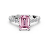 White gold Fancy Pink Emerald  Solitaire Pave Diamond Engagement Ring with Prong Setting_21