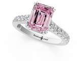 White gold Fancy Pink Emerald  Solitaire Pave Diamond Engagement Ring with Prong Setting_22