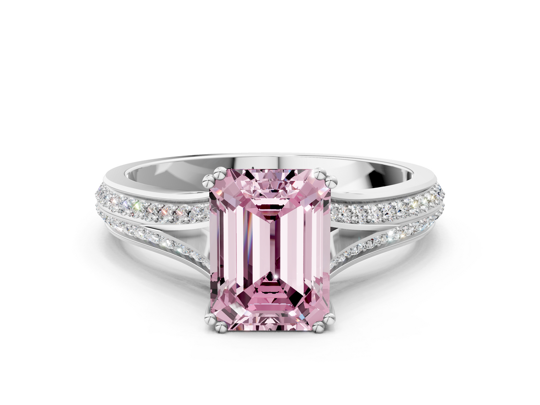 White gold Fancy Pink Emerald  Solitaire Pave Split Shank Engagement Ring with Six-Prong Setting_37