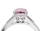 White gold Fancy Pink Emerald  Solitaire Pave Split Shank Engagement Ring with Six-Prong Setting_41