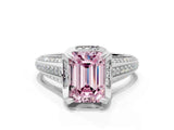 White gold Fancy Pink Emerald  Solitaire Pave Split Shank Ring with Four-Prong Setting_105