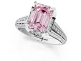 White gold Fancy Pink Emerald  Solitaire Pave Split Shank Ring with Four-Prong Setting_106